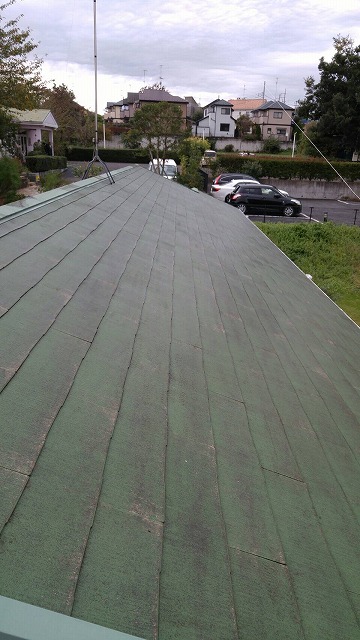 東京都　稲城市　屋根　塗装工事　高圧洗浄後
